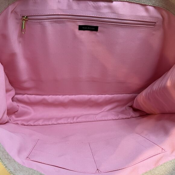 Talbots Large Canvas Tote Bag Summer Beach Vacation Tufted 3D Print  Fun Chic - Picture 6 of 8